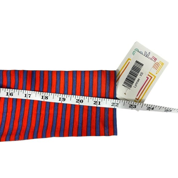 LuLaRoe Women's Blue & Orange Stripped Long Sleeve Top - Picture 5 of 6